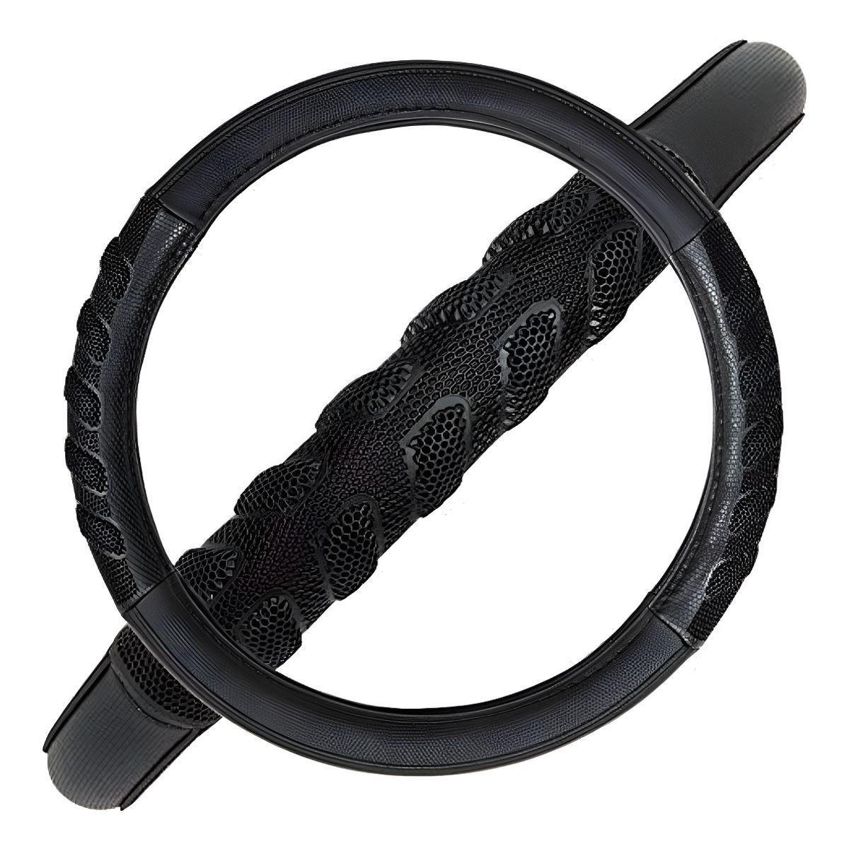 GENERICO - Funda Cubre Volante Antideslizante Ecocuero Panal 3d Universal Negro Negro