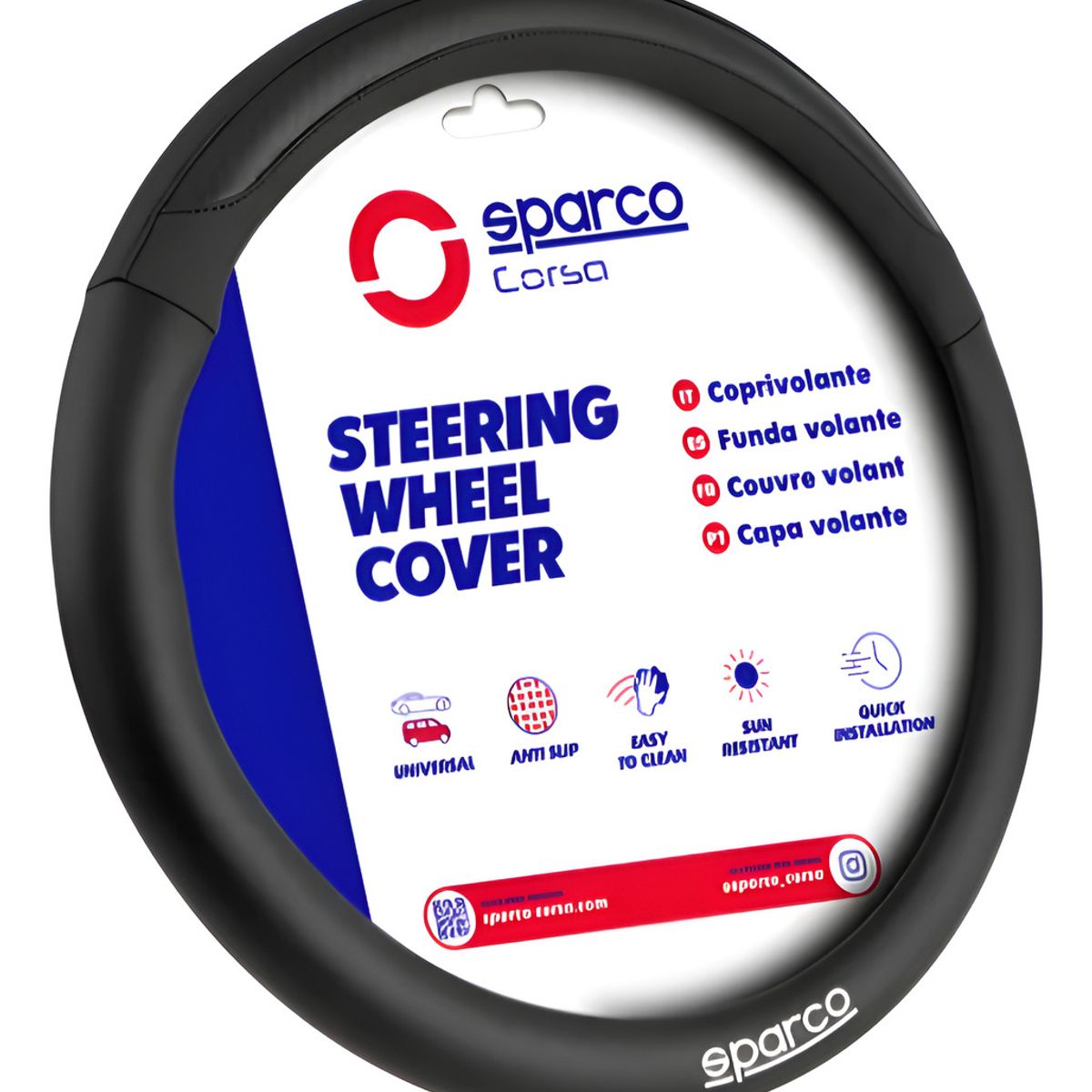 SPARCO - Funda Cubre Volante Sparco Negro Fibra SPS146BK Excelente Calidad