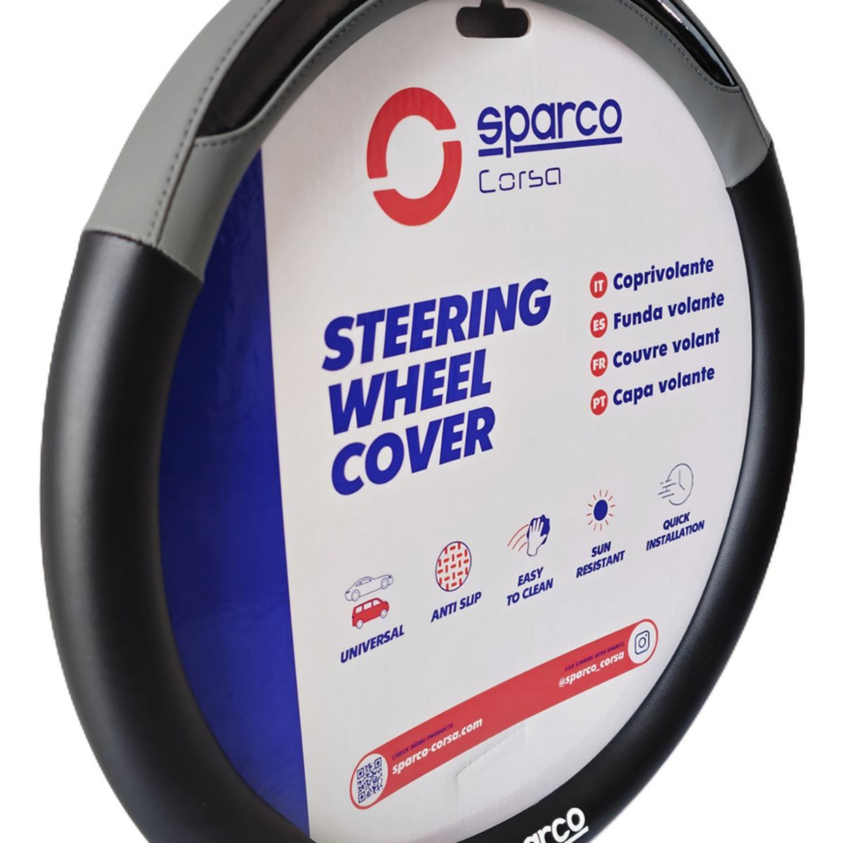 SPARCO - Funda Cubre Volante Sparco Negro Gris SPS146GR Excelente Calidad