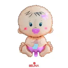 GENERICO - Globo metalico bebe niña con chupete 45x68cm