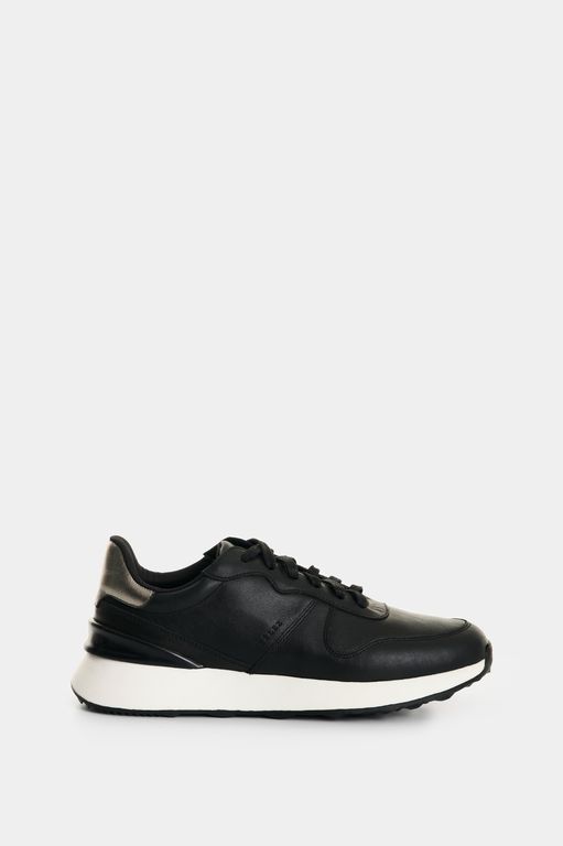 Vélez Zapatilla Tenis Cuero Y Folia Mujer Cooper Negro