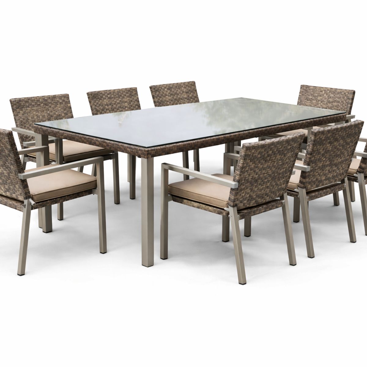 MUEBLES LA TERRAZA - Comedor Exterior 8 sillas color Gris