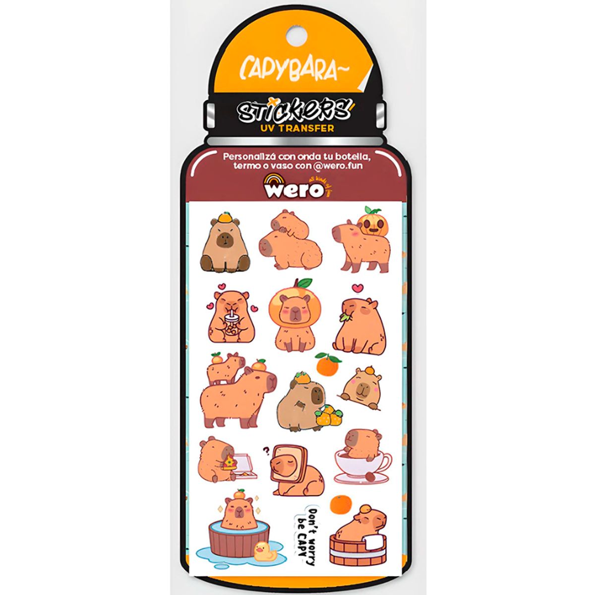 GENERICO - Stickers Para Botella Capybara WERO