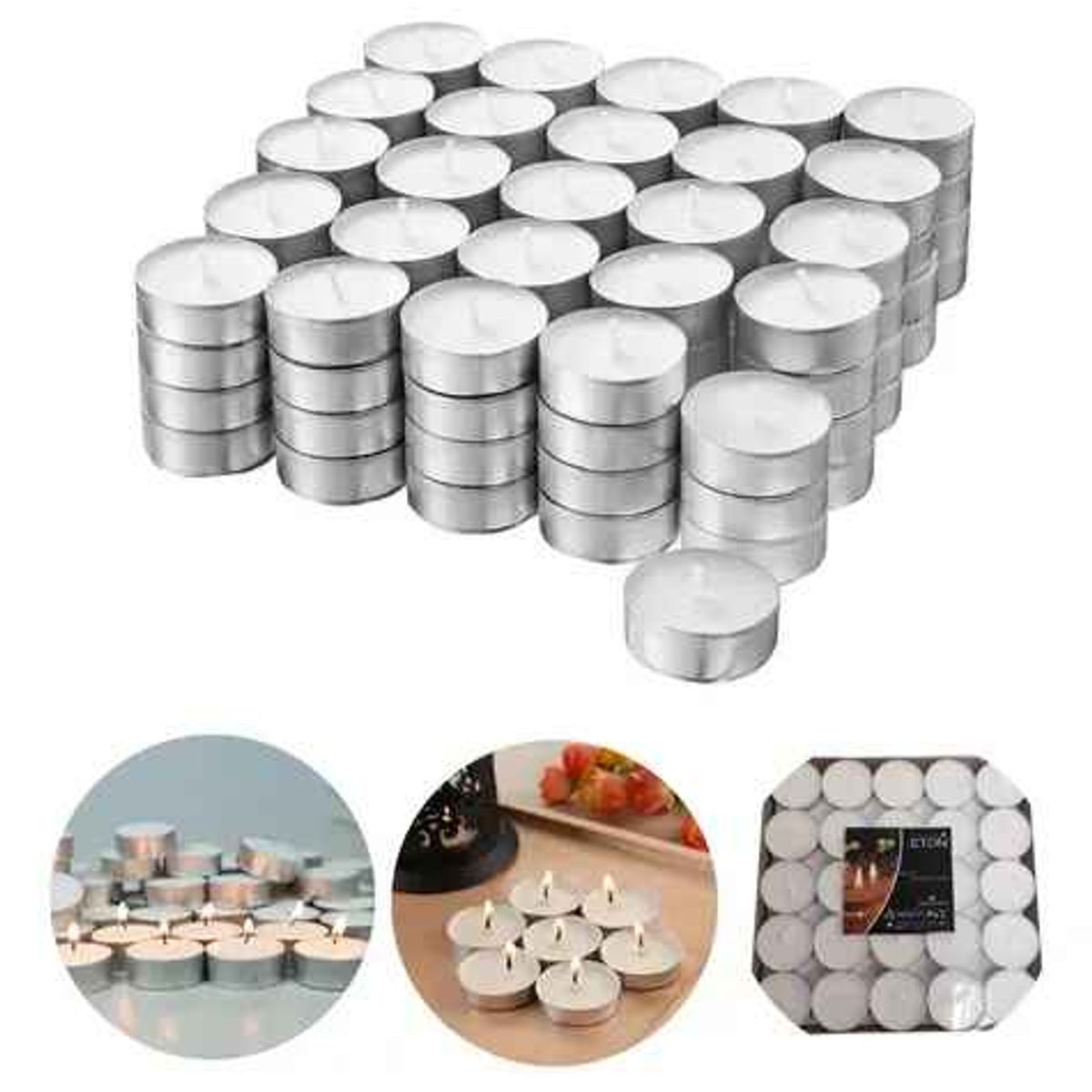 GENERICO - Pack 150 Velas Tealight Blancas Decorativas Hogar Oficina