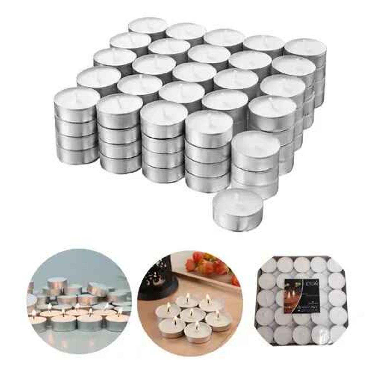 GENERICO - Pack 150 Velas Tealight Blancas Decorativas Hogar Oficina