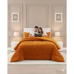 GENERICO - CUBRECAMA DE INVIERNO PREMIUM CON CHIPORRO SUPER KING 250 CM X 270 CM NARANJA