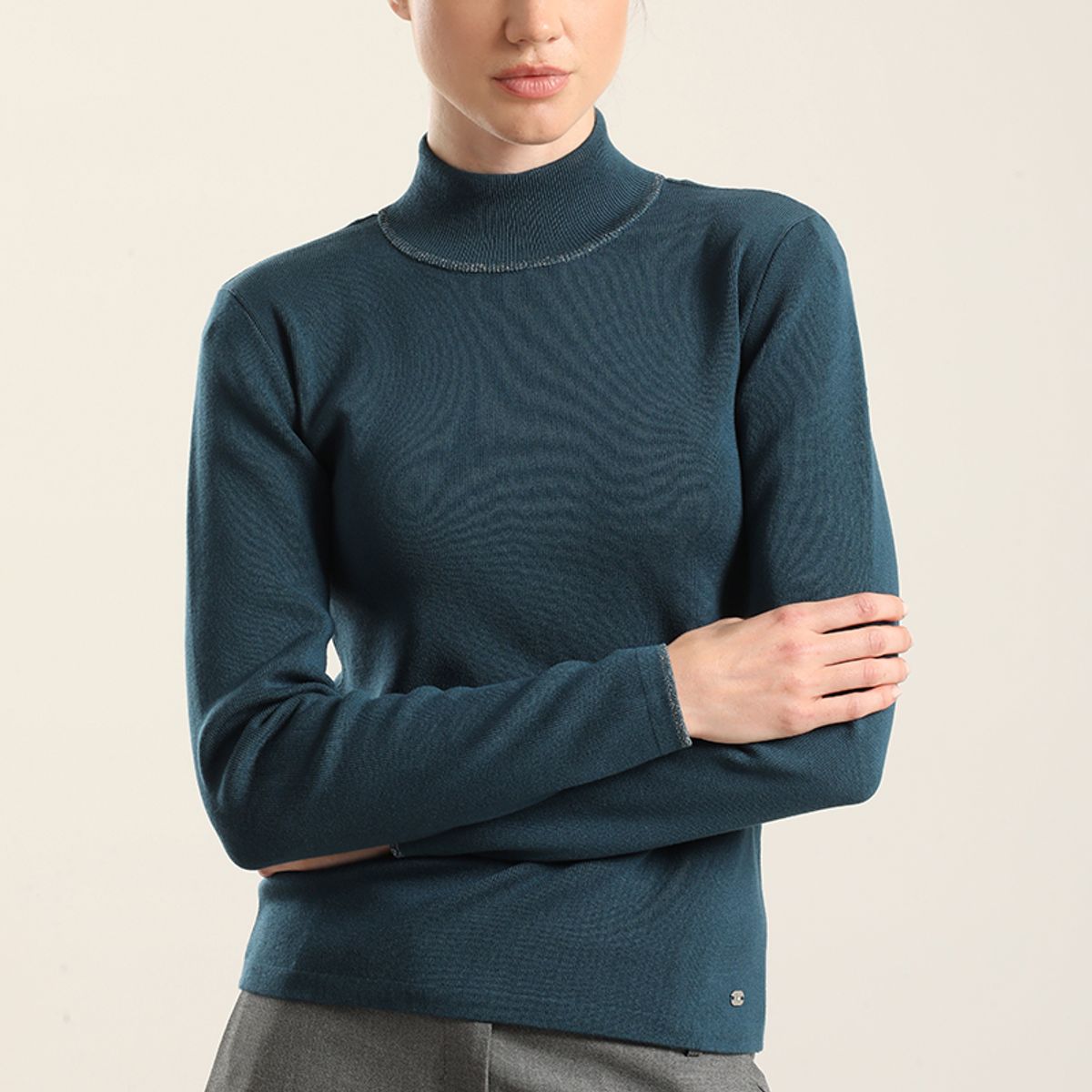 LIOLA - Jersey punto, rivete metalizado, turquesa Liola