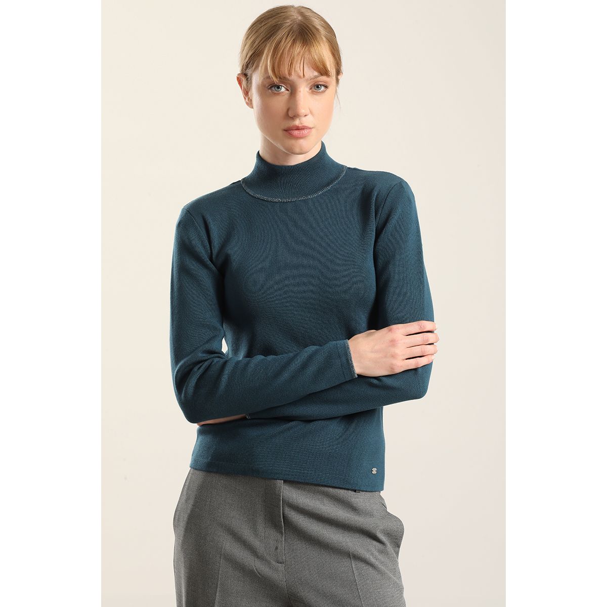 LIOLA - Jersey punto, rivete metalizado, turquesa Liola