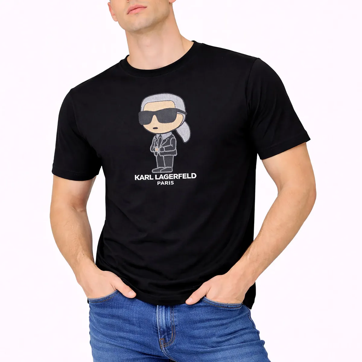 KARL LAGERFELD - Polera con estampado de Karl bordado completo
