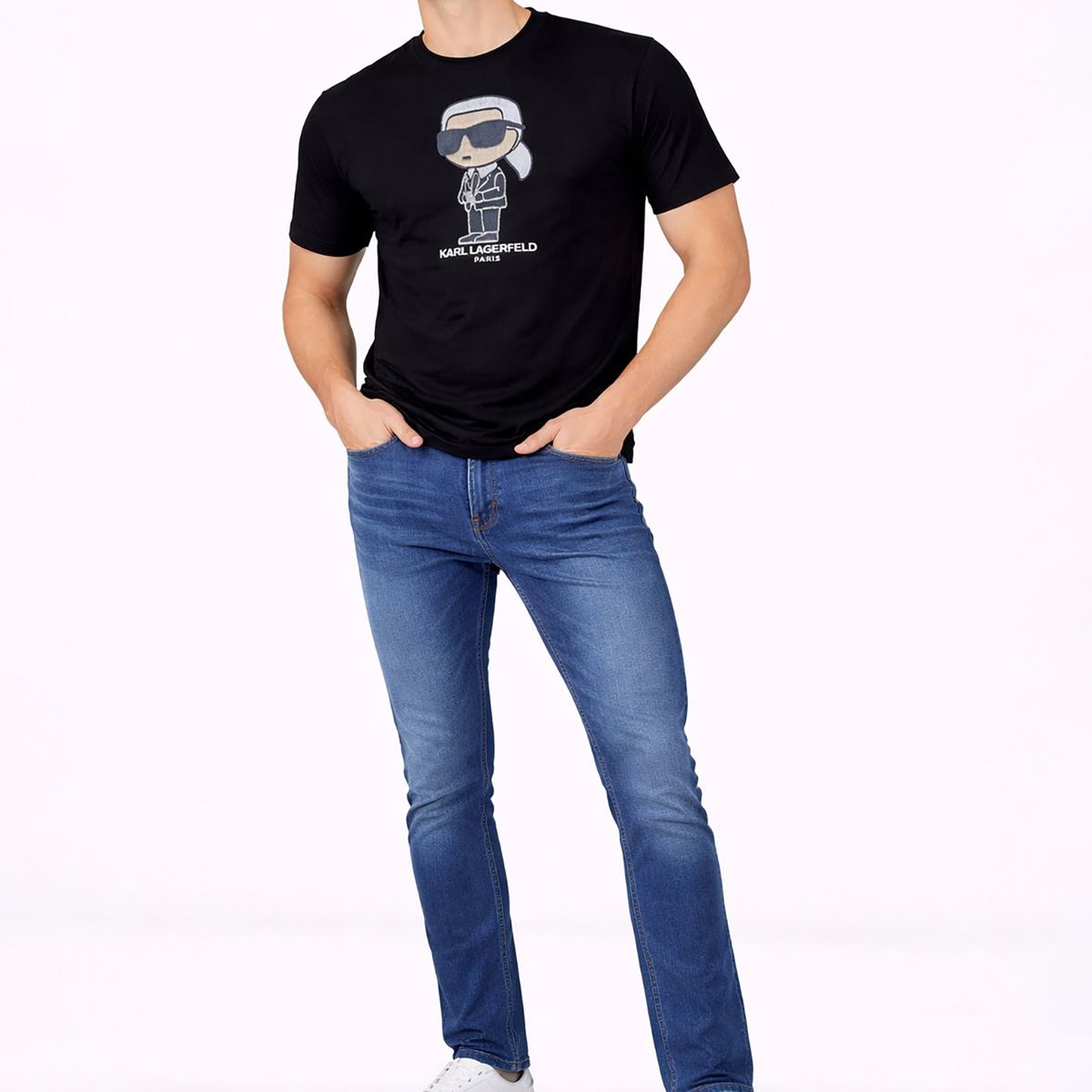 KARL LAGERFELD - Polera con estampado de Karl bordado completo