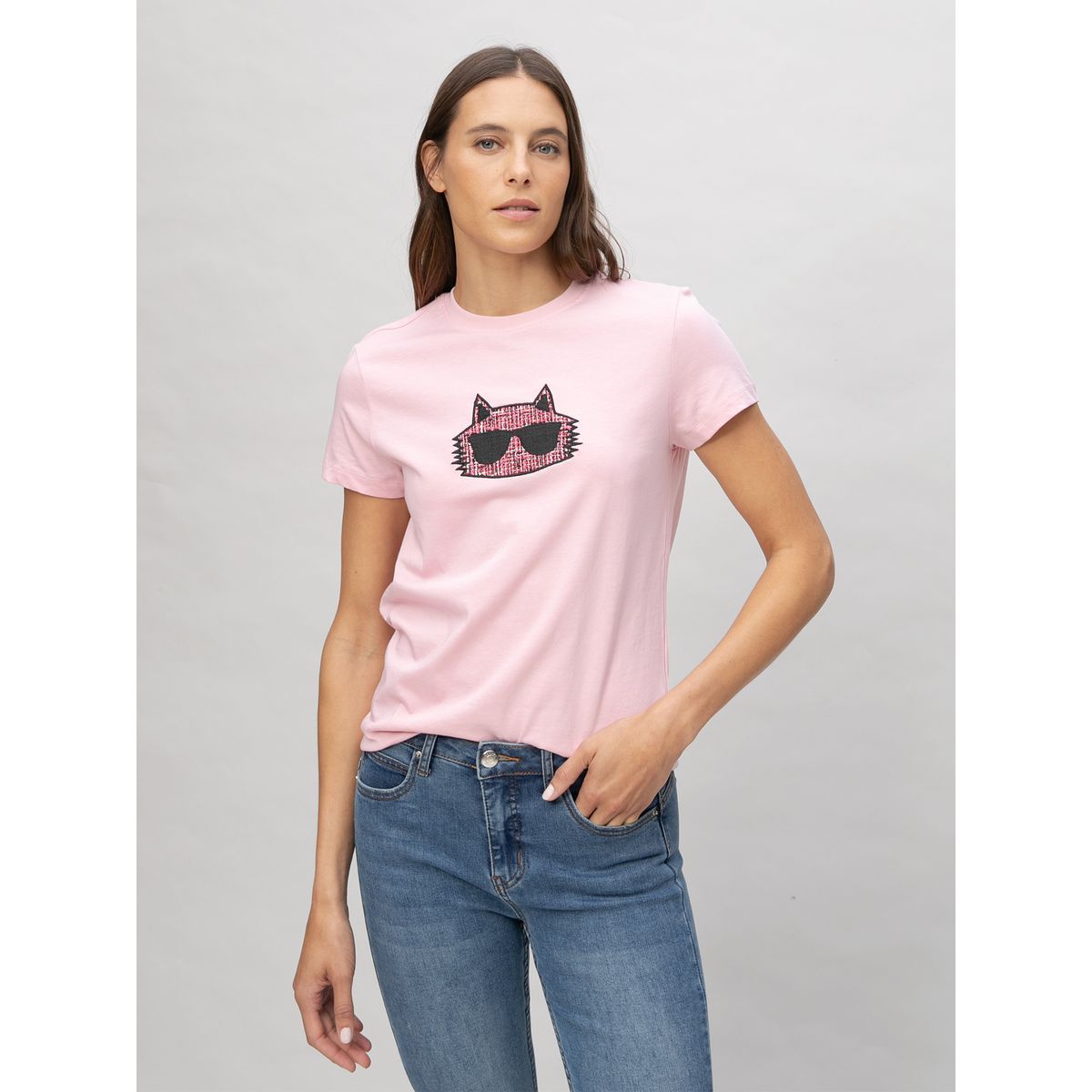 KARL LAGERFELD - Polera con gráfico texturizado de Choupette