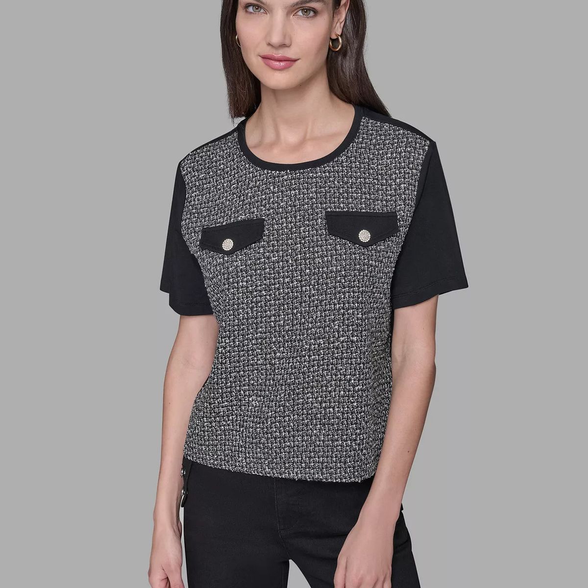 KARL LAGERFELD - Top de punto con detalle de bolsillos frontal