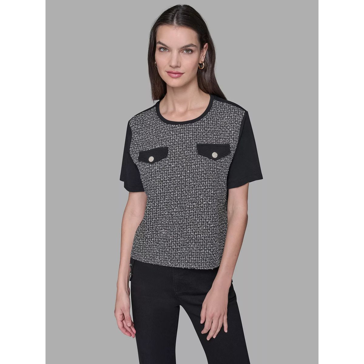 KARL LAGERFELD - Top de punto con detalle de bolsillos frontal