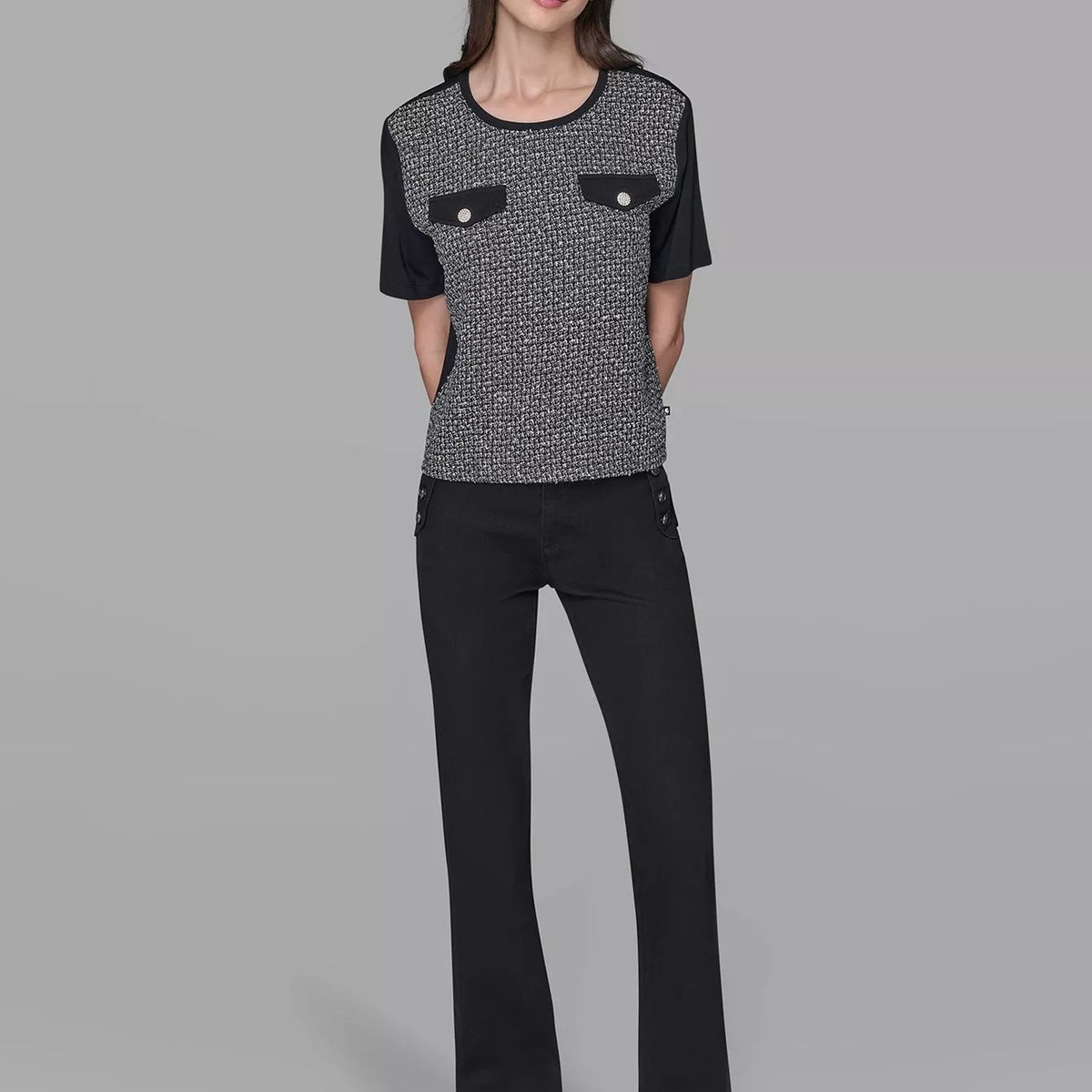 KARL LAGERFELD - Top de punto con detalle de bolsillos frontal