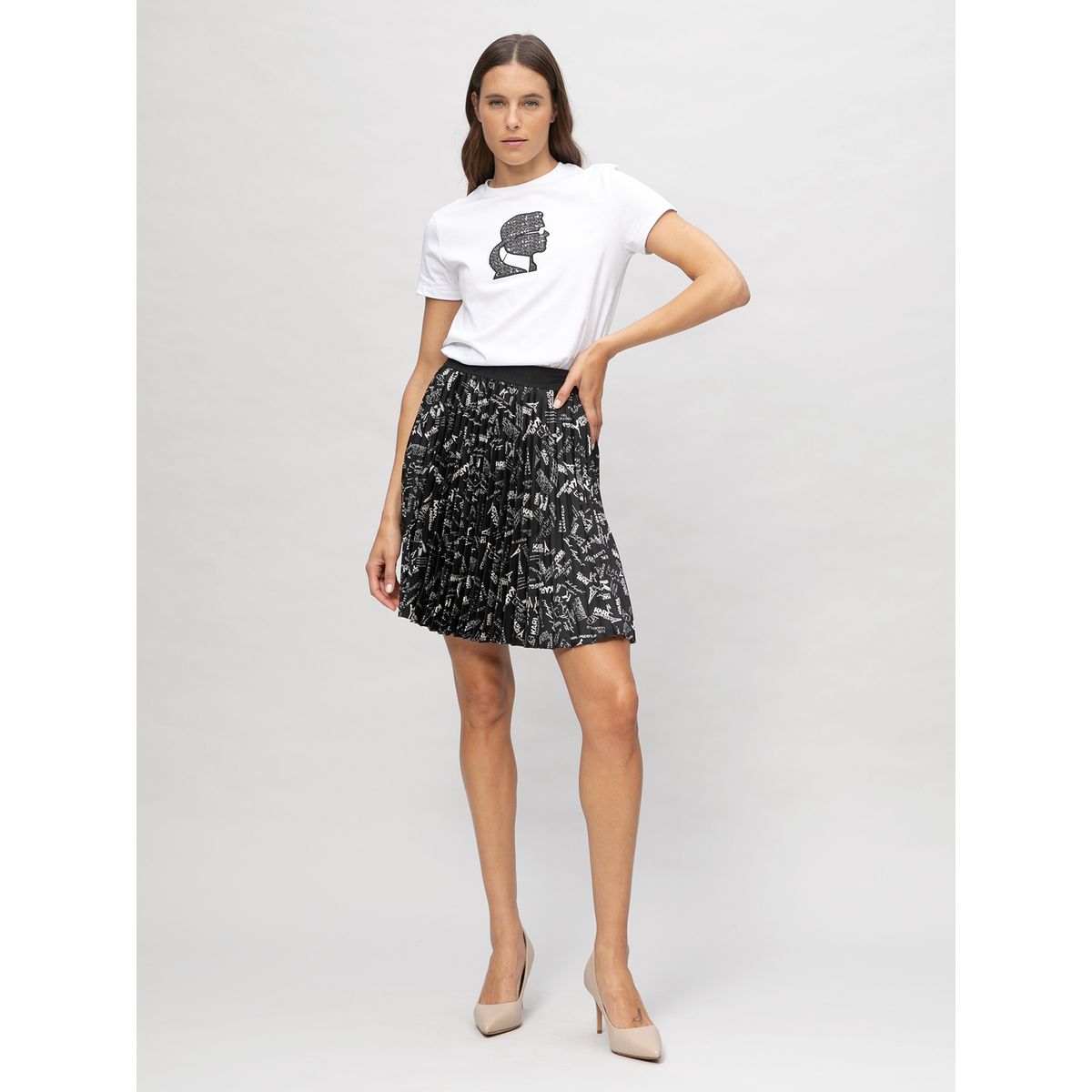 KARL LAGERFELD - Falda larga plisada con estampado