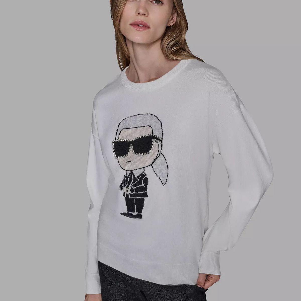 KARL LAGERFELD - Sweater con motivo de Karl Lagerfeld estilo emoji