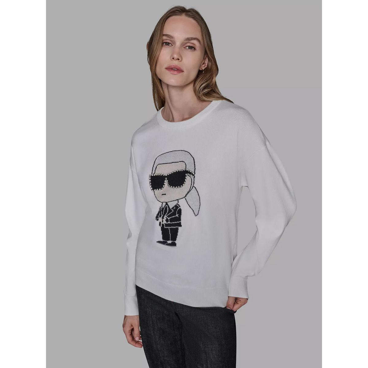 KARL LAGERFELD - Sweater con motivo de Karl Lagerfeld estilo emoji