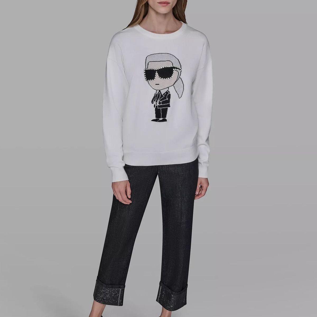 KARL LAGERFELD - Sweater con motivo de Karl Lagerfeld estilo emoji