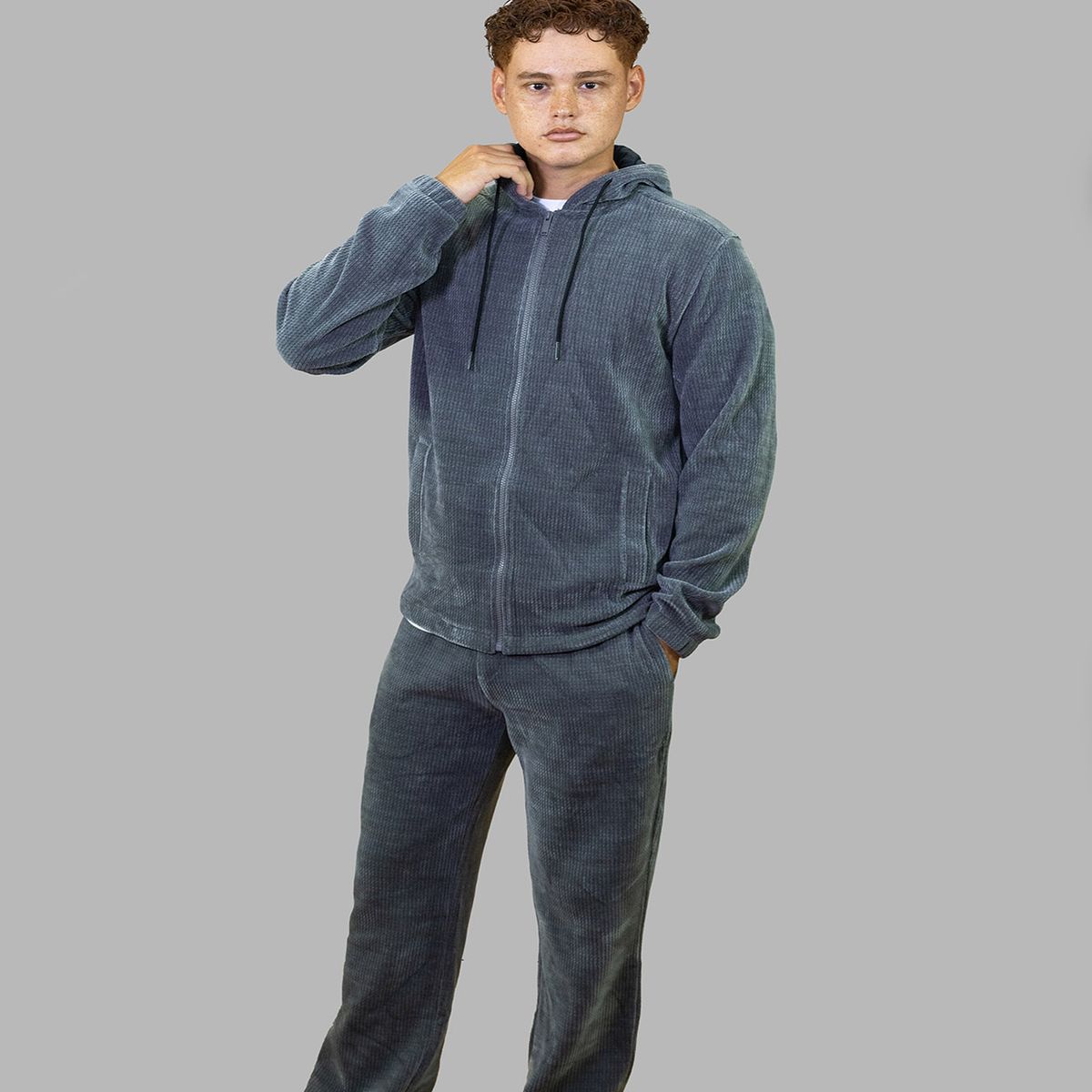 KARL LAGERFELD - Polerón con gorro de punto texturizado efecto pana