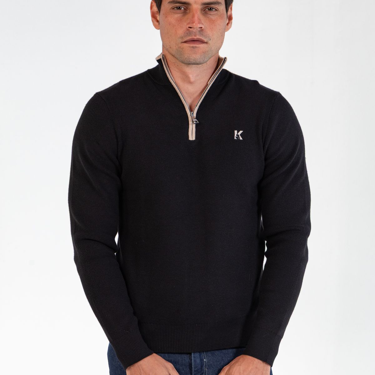 KARL LAGERFELD - Sweater de cuello alto con media cremallera