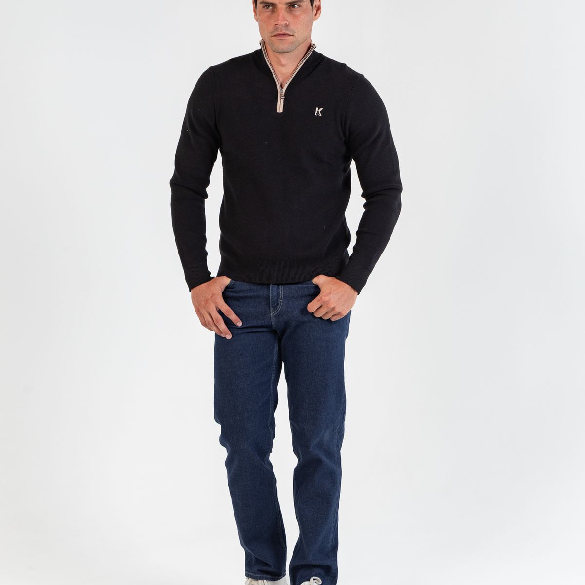 KARL LAGERFELD - Sweater de cuello alto con media cremallera