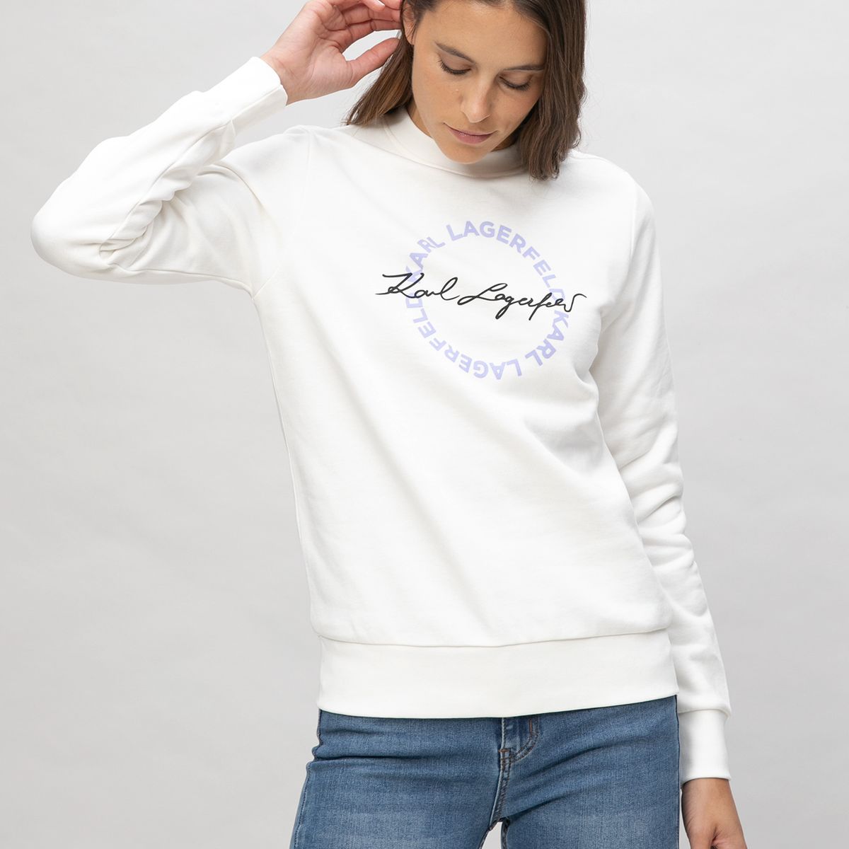 KARL LAGERFELD - Polerón de cuello redondo con firma de Karl