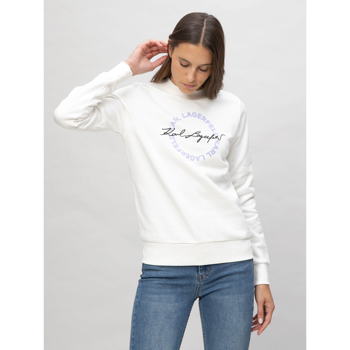 KARL LAGERFELD - Polerón de cuello redondo con firma de Karl