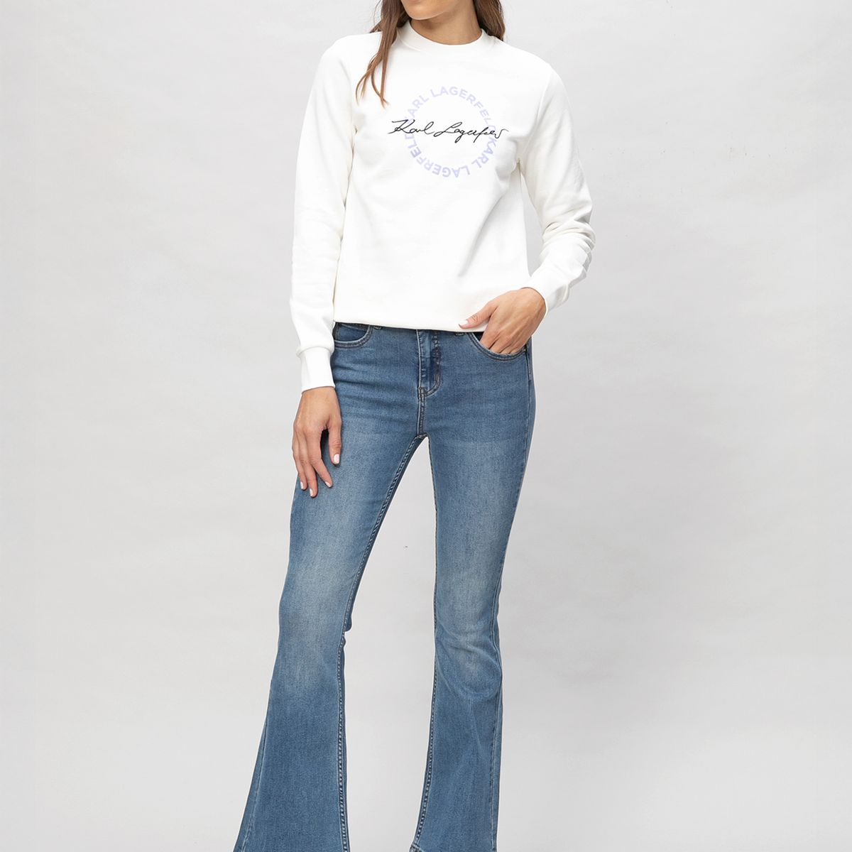 KARL LAGERFELD - Polerón de cuello redondo con firma de Karl