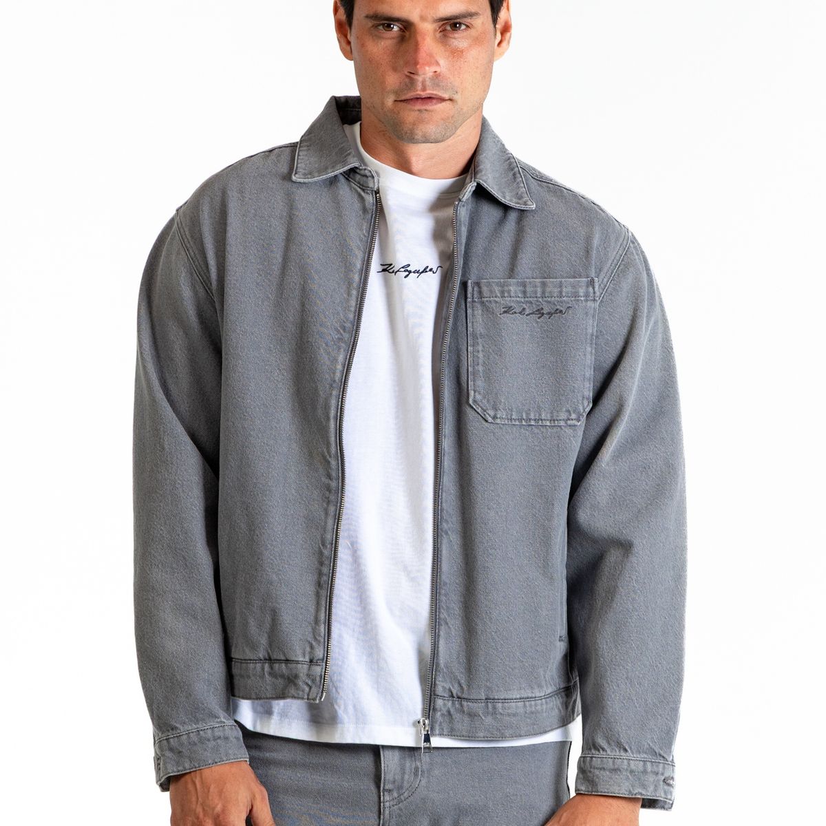 KARL LAGERFELD - Chaqueta denim con bordado trasero circular