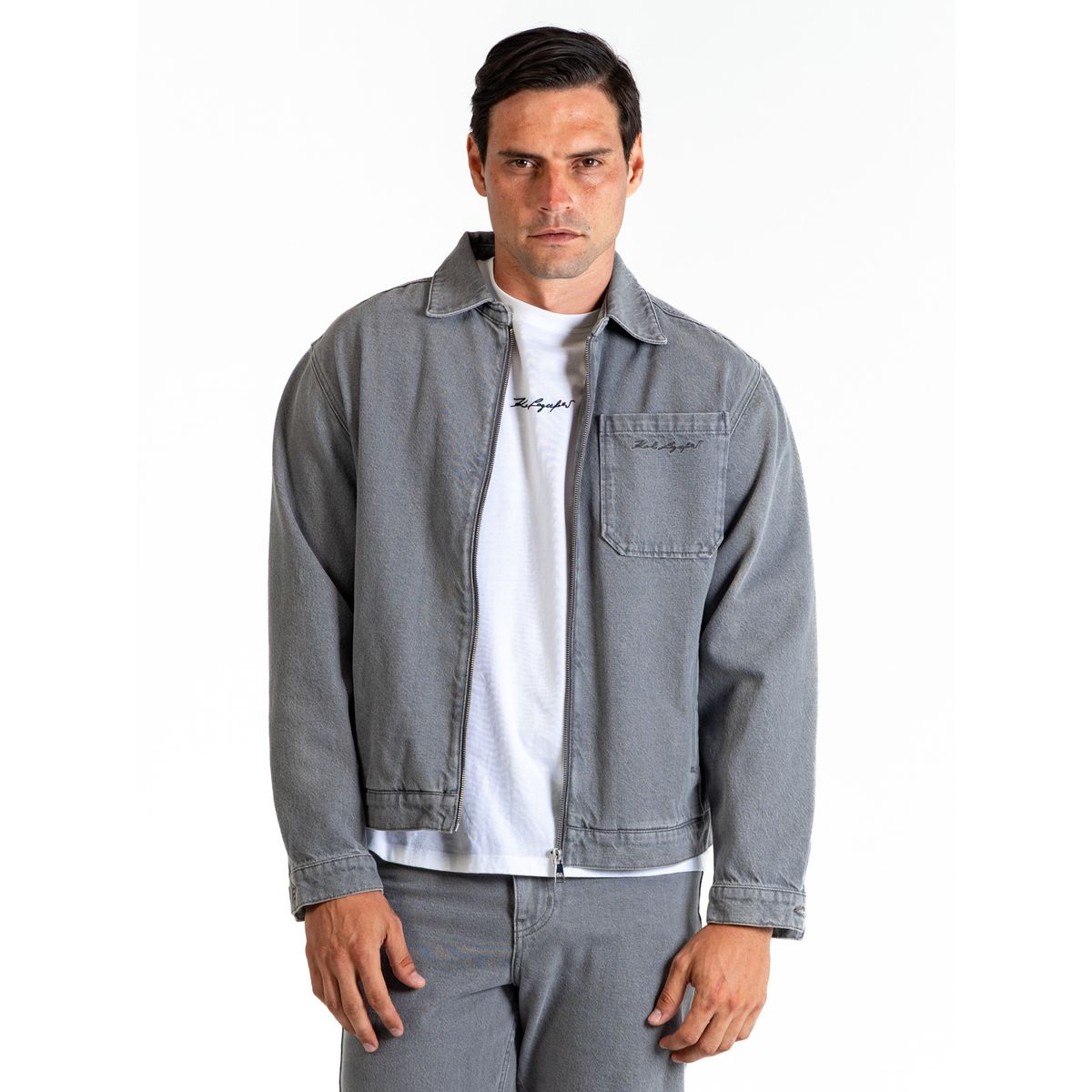 KARL LAGERFELD - Chaqueta denim con bordado trasero circular