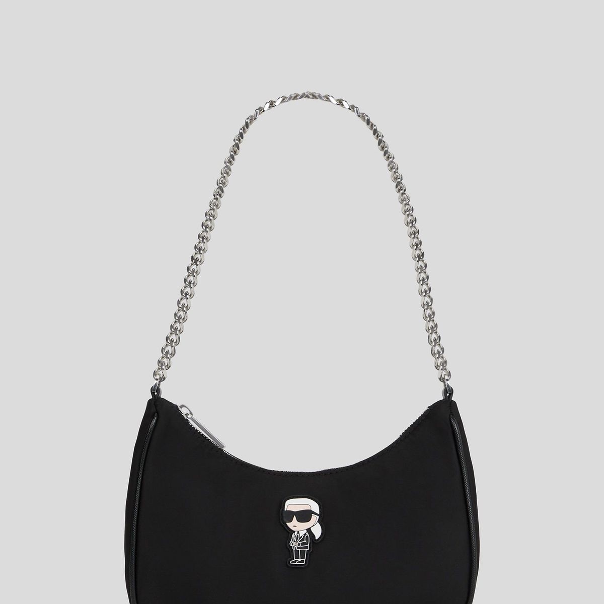 KARL LAGERFELD - Cartera de hombro de nailon con aplique Ikon