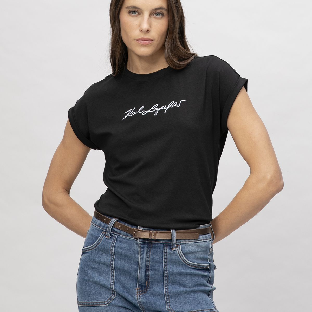 KARL LAGERFELD - Polera sin mangas con estampado de Karl