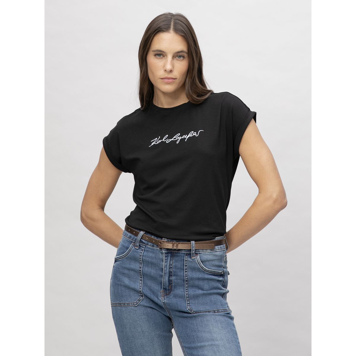 KARL LAGERFELD - Polera sin mangas con estampado de Karl