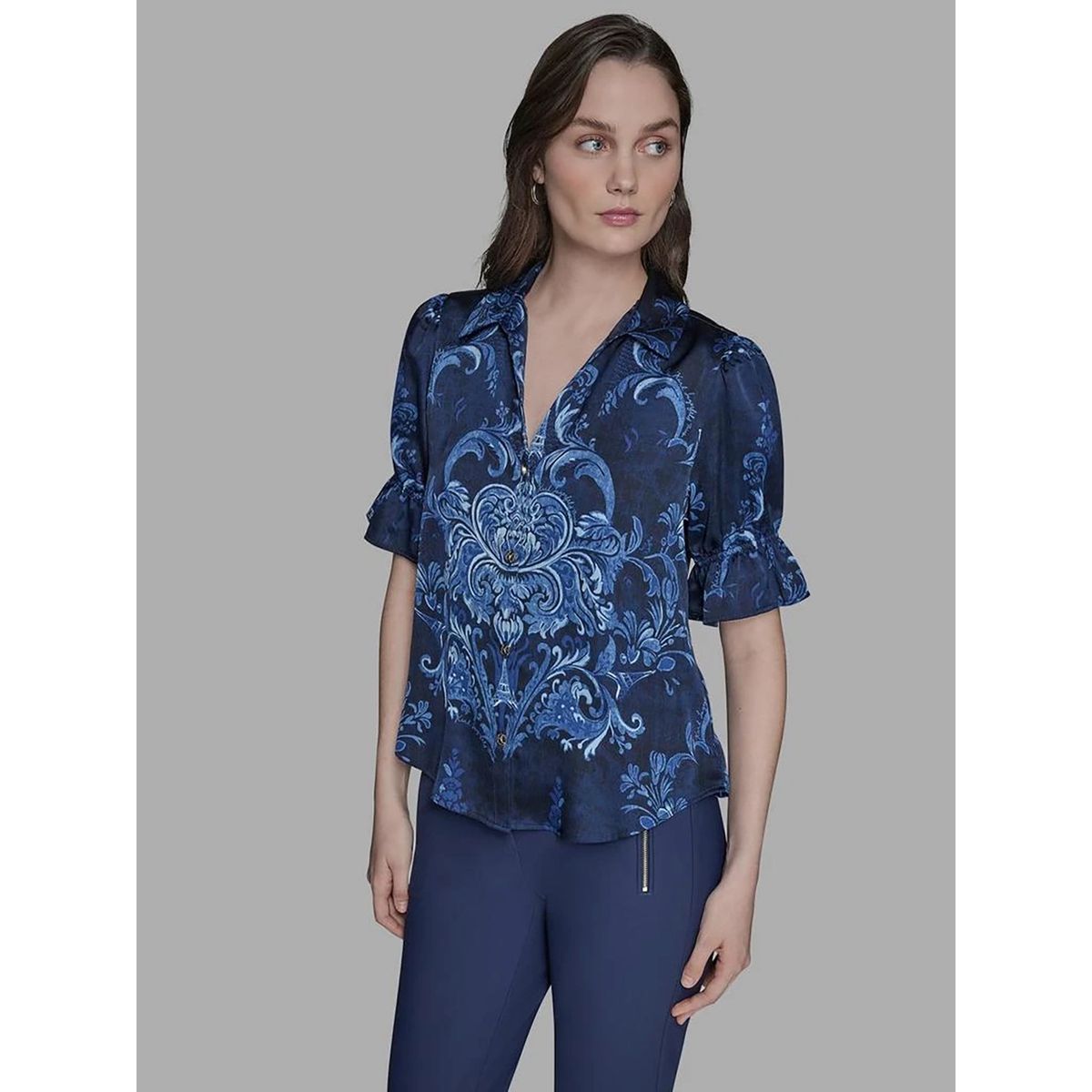 KARL LAGERFELD - Camisa estampada de manga corta con botones