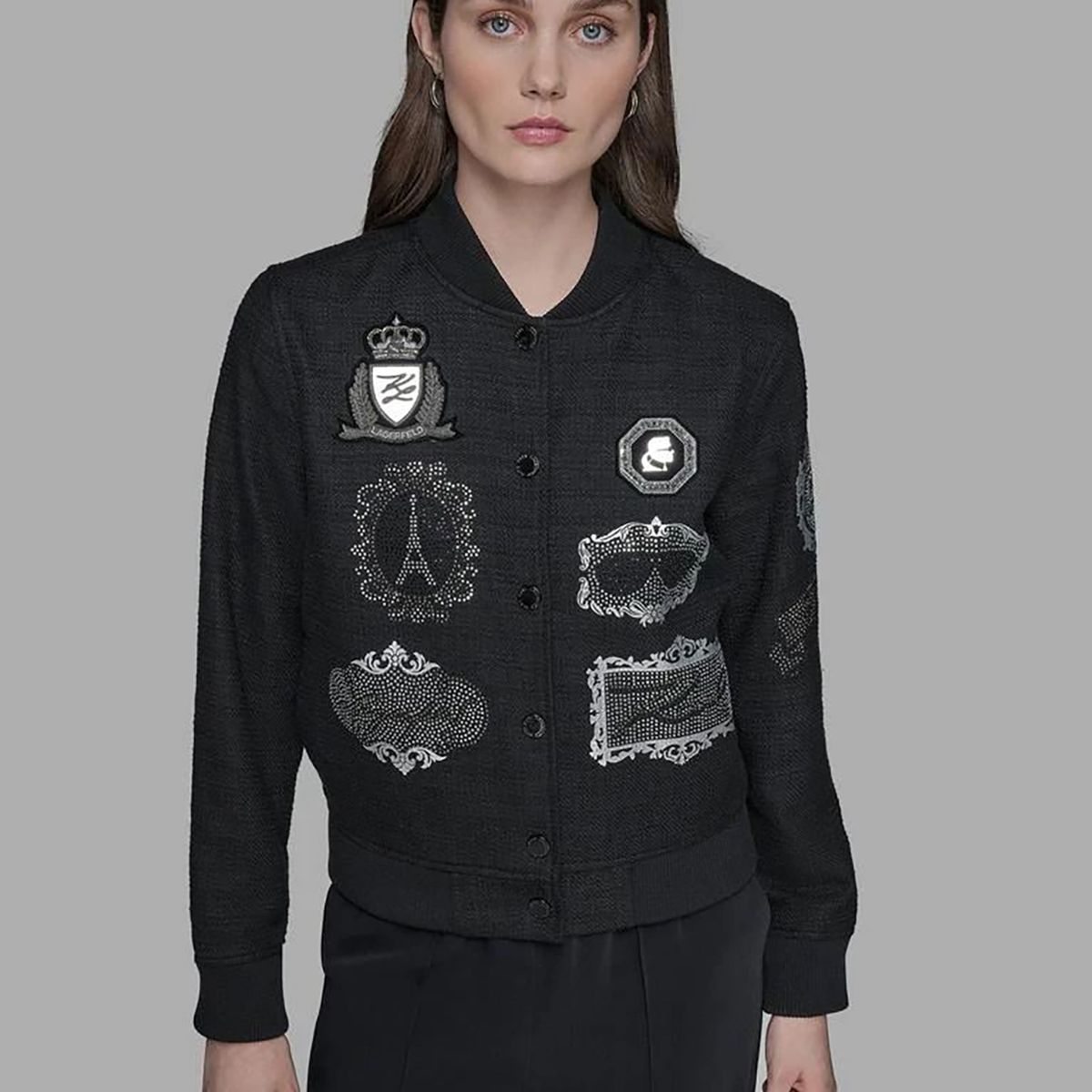 KARL LAGERFELD - Chaqueta bomber con motivos Karl
