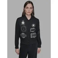 KARL LAGERFELD - Chaqueta bomber con motivos Karl Negro