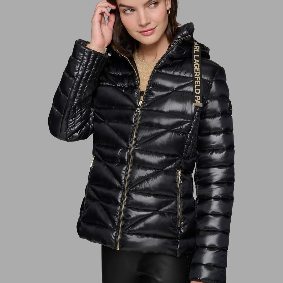 KARL LAGERFELD - Chaqueta ligera acolchada con gorro ajustable