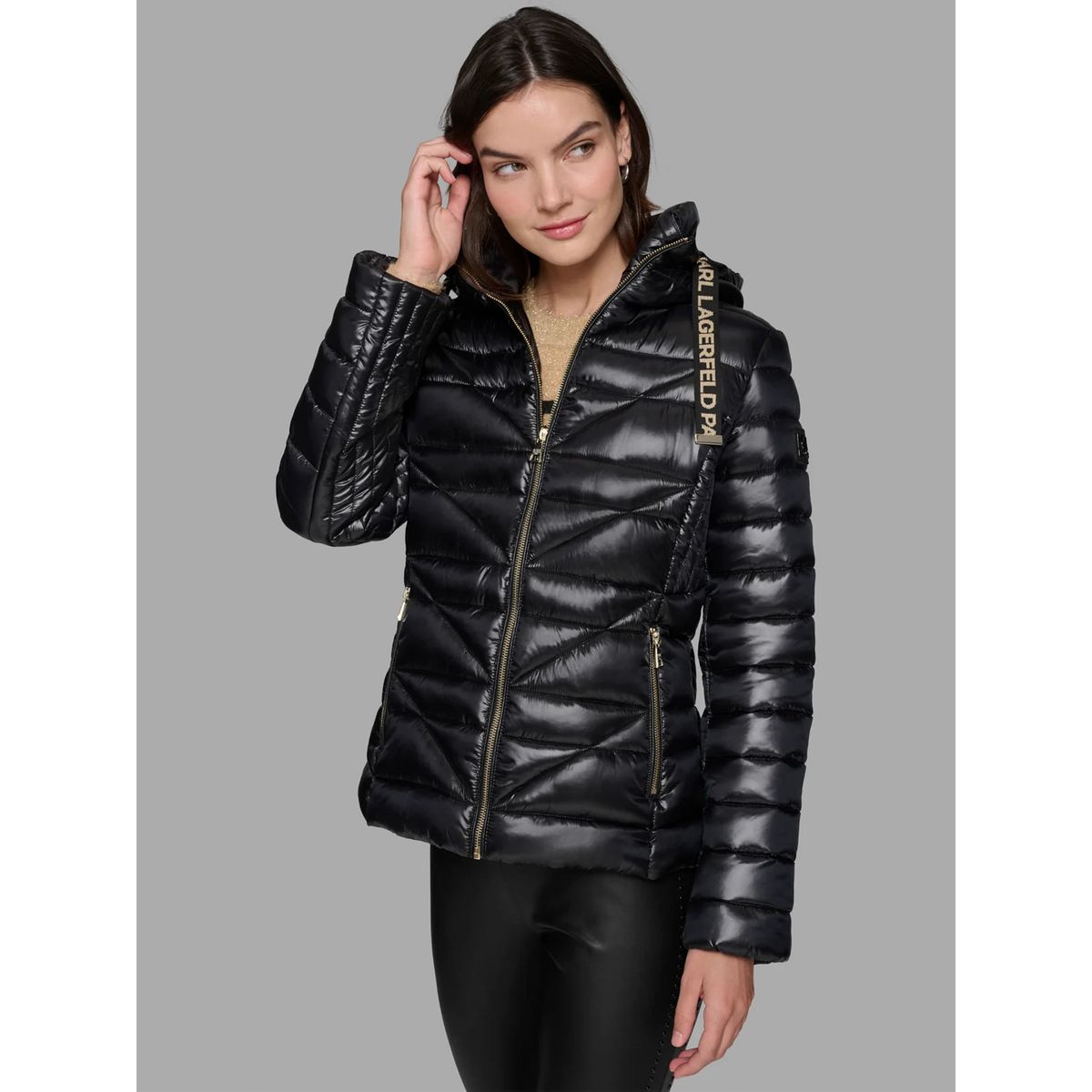 KARL LAGERFELD - Chaqueta ligera acolchada con gorro ajustable