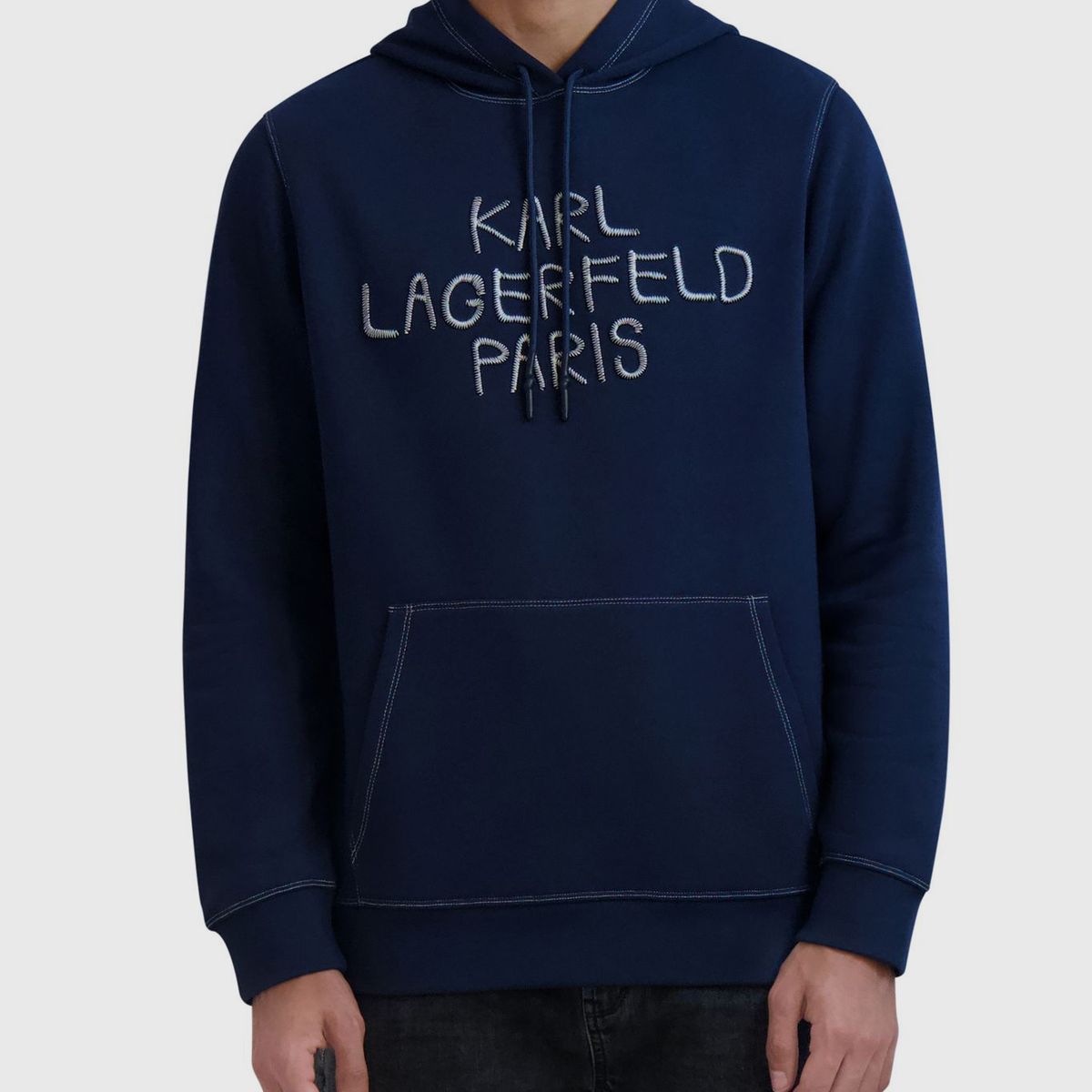 KARL LAGERFELD - Polerón con gorro y logo con falso bordado en el pecho