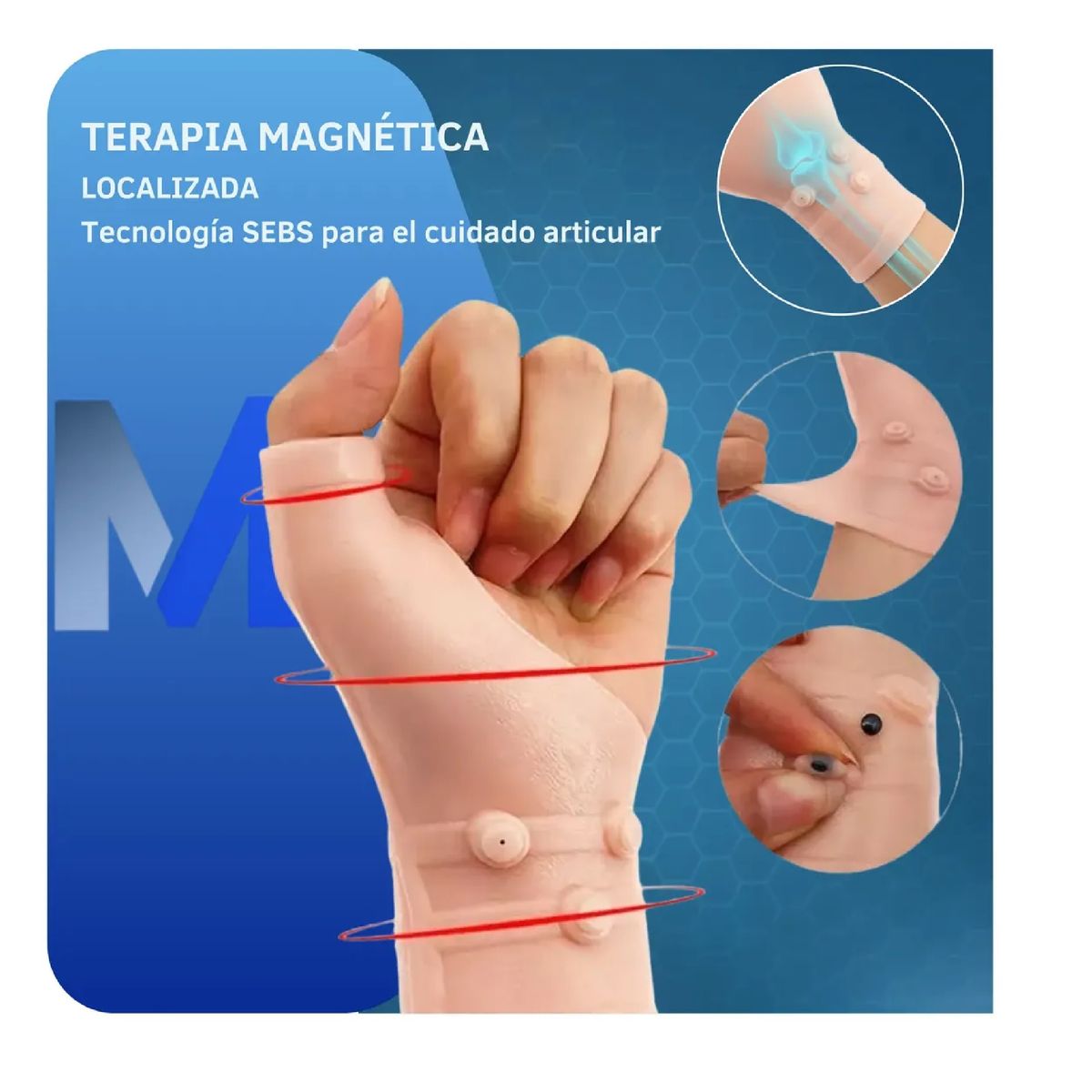 GENERICO - Guante Silicona Magnetico Artritis Tendinitis Tunel Carpiano