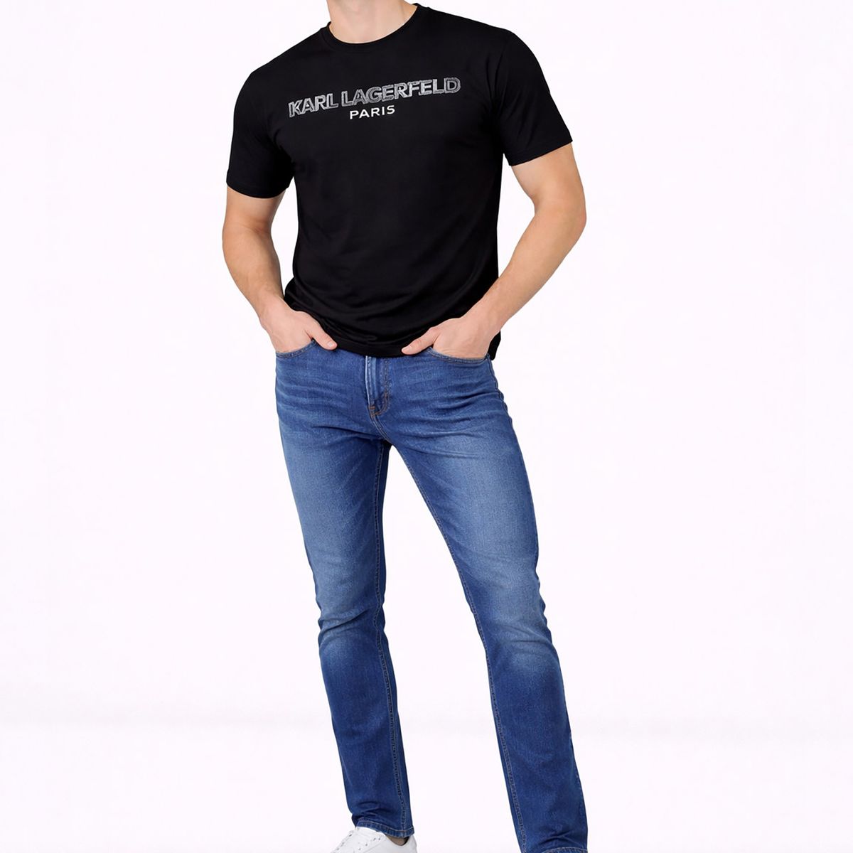 KARL LAGERFELD - Polera con logo estampado doble 30s