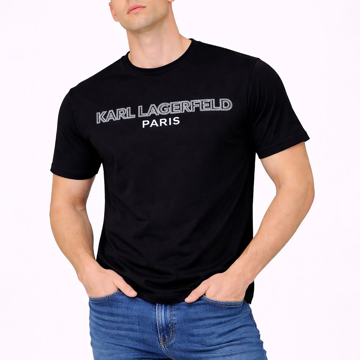 KARL LAGERFELD - Polera con logo estampado doble 30s