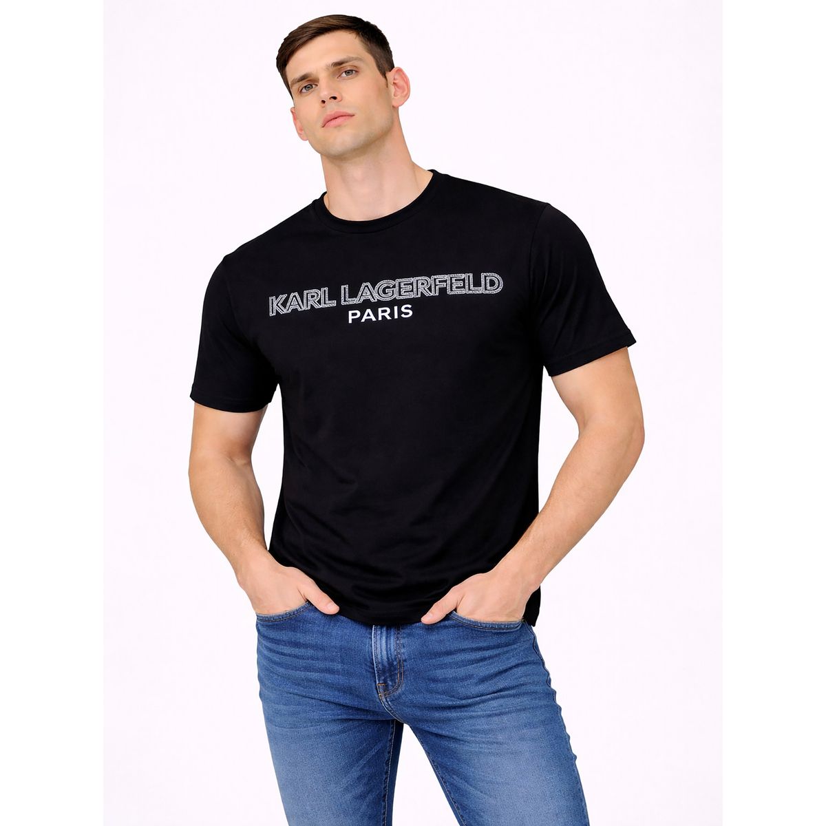 KARL LAGERFELD - Polera con logo estampado doble 30s