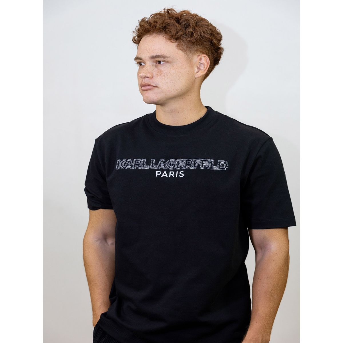 KARL LAGERFELD - Polera con logo estampado doble 30s