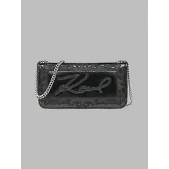 KARL LAGERFELD - Cartera de hombro con logo bordado y cadena metálica