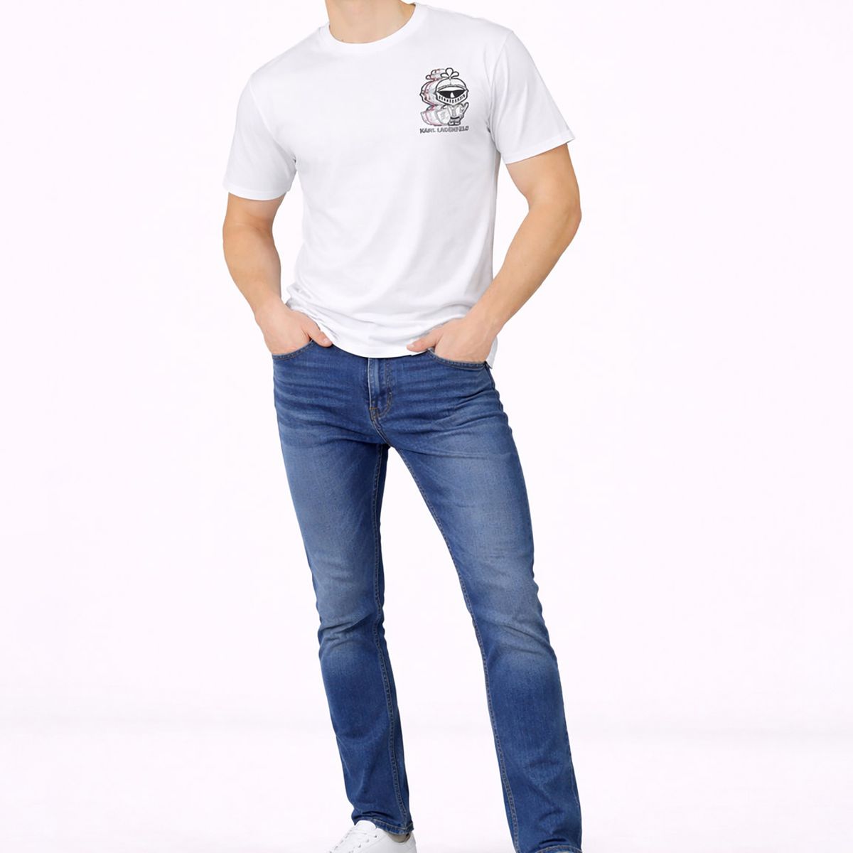 KARL LAGERFELD - Polera con estampado pequeño de en estilo armadura