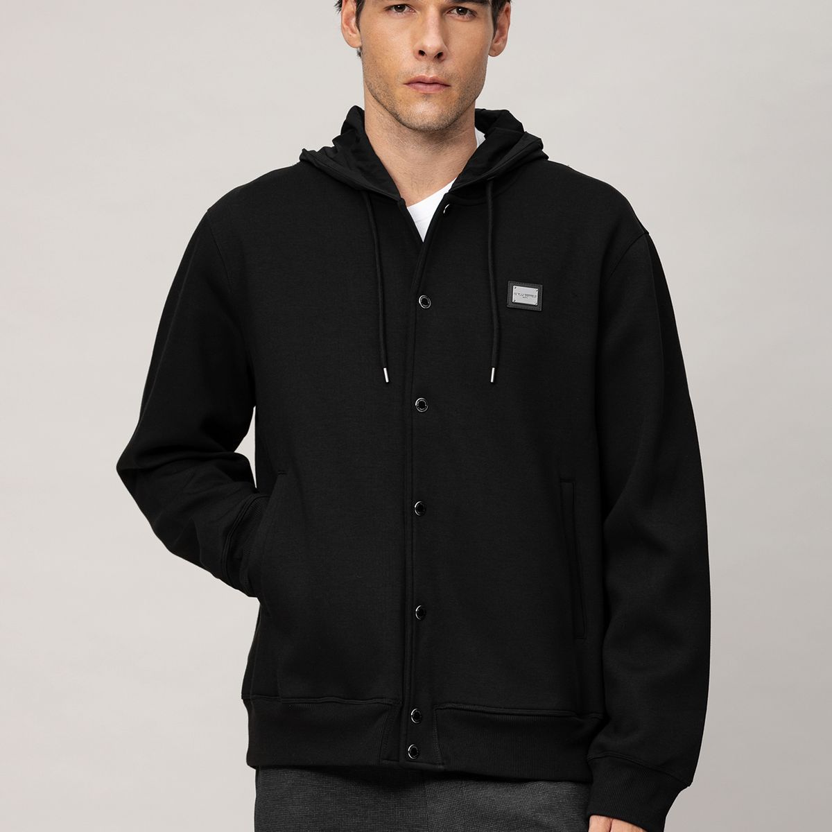 KARL LAGERFELD - Chaqueta bomber con gorro de nailon