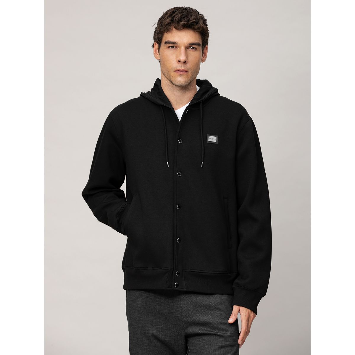 KARL LAGERFELD - Chaqueta bomber con gorro de nailon