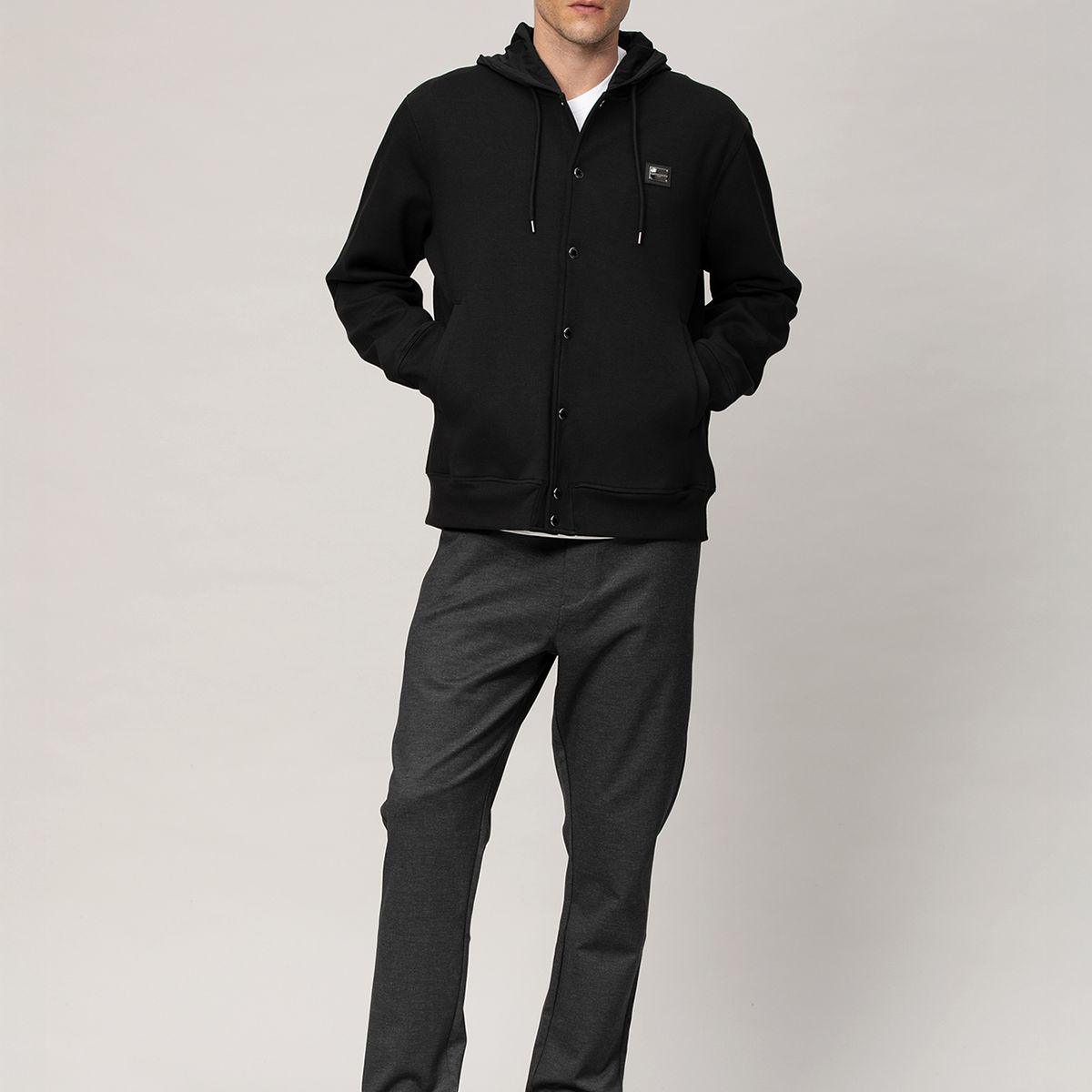 KARL LAGERFELD - Chaqueta bomber con gorro de nailon