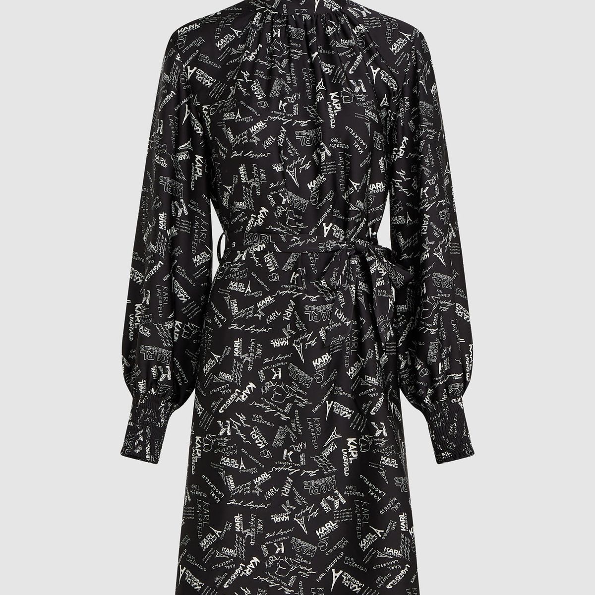 KARL LAGERFELD - Vestido con estampado integral de París y cinturón a juego